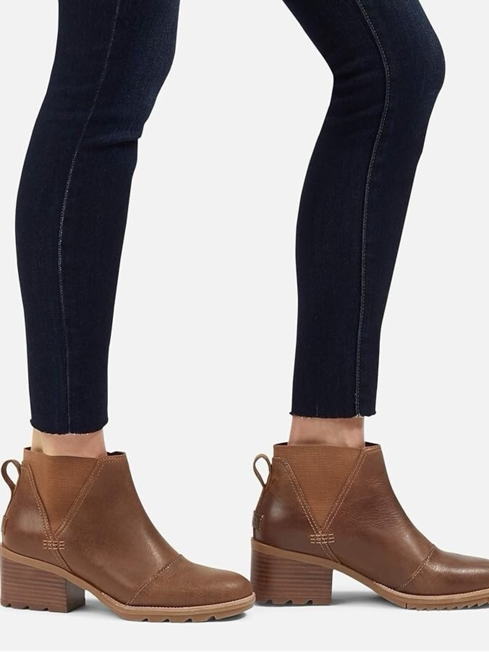 Sorel Cate Lug Sole Chelsea Boot Brown Leather Ankle Booties- Women’s  size 8.5